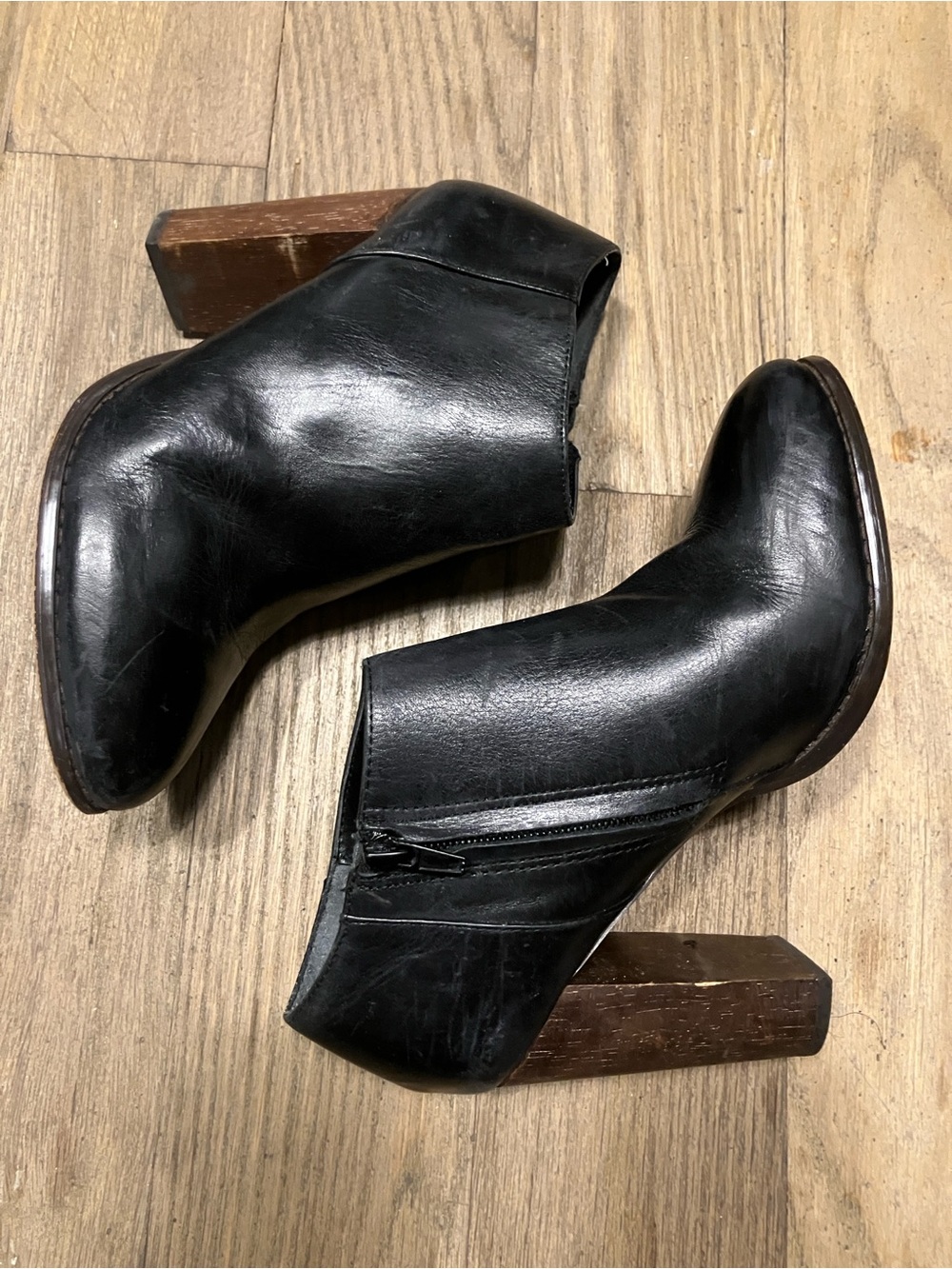 Steven By Steve Madden Sandra Black Leather Ankle Booties, Sz 7.5